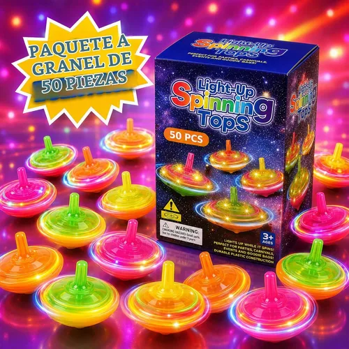 Vista 7 de Tops giratorios LED intermitentes para niños, recuerdos de fiesta a granel y premios de aula (clásico - 50 piezas)