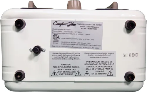 Vista 6 de Comfort Glow EUH341 Milkhouse Style Calentador eléctrico 5,200 Btu, blanco, longitud: 7 pulgadas, ancho: 10,25 pulgadas, altura: 15,5 pulgadas