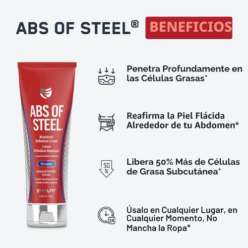 Vista 2 de Crema SteelFit Abdominales de acero, crema de definición máxima con 5% de Coaxel, 8 onzas líquidas