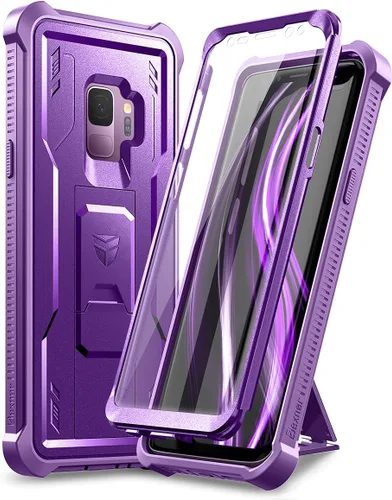 Vista 8 de Dexnor Funda para Samsung Galaxy S9, [Protector de pantalla y soporte integrados] Protección de grado militar resistente a prueba de golpes