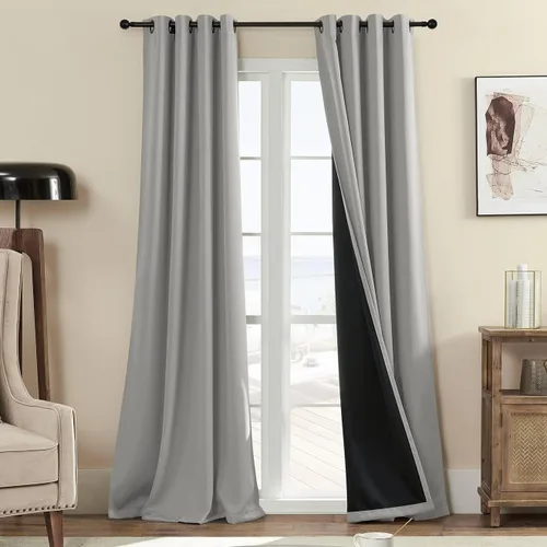 Vista 12 de Rutterllow - Cortinas 100% opacas, paneles de cortina con ojales, aislamiento térmico y bloqueo de luz para habitación y sala de estar