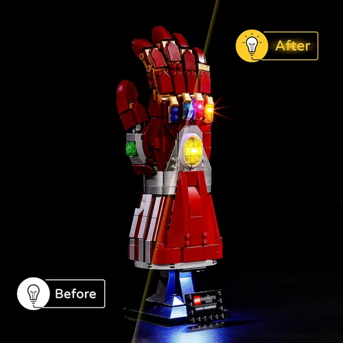 Vista 6 de YEABRICKS Luz LED para Lego 76223 Marvel Nano Gauntlet Modelo de bloques de construcción (juego de Lego no incluido)
