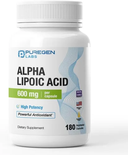 Vista 8 de Puregen Labs Ácido Alfa Lipoico 600mg [Alta Potencia] 180 Porciones - Soporte Antioxidante Sin Aditivos Nocivos Sin OGM, SIN Gluten y Lácteos