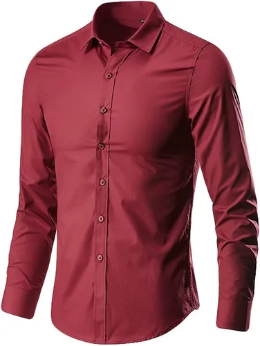 Vista 13 de Camisa de vestir para hombre, manga larga, de algodón, con botones, ajuste regular, tallas grandes y altas
