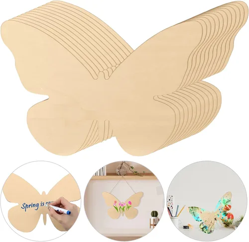 Vista 16 de Anglechic 12 paquetes de 30 centímetros de rebanadas de madera sin acabar con forma de ancla en blanco para manualidades, adornos