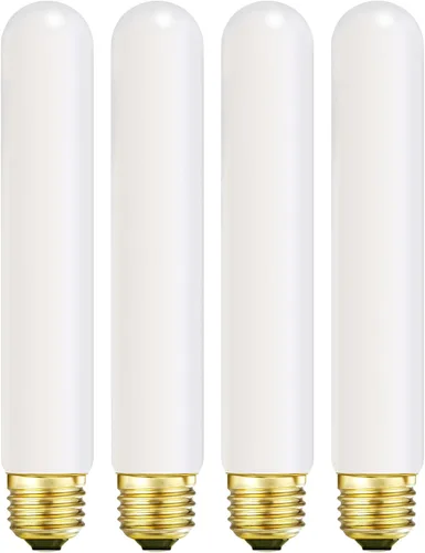 Vista 14 de Leools Bombilla LED esmerilada T10, bombilla LED tubular regulable E26, 8 W igual a 60 W, 3000 K, blanco suave, CRI90+, 600 lm, base E26 de T10