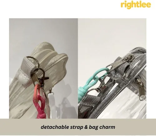 Vista 4 de rightlee Bolso cruzado transparente – Bolso transparente aprobado por estadios y bolsa de mensajero para conciertos, deportes, viajes