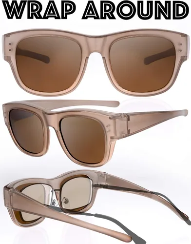 Vista 2 de The Fresh - Lentes de sol polarizados, de alta definición y envolventes para uso sobre anteojos - Estuche de piel para anteojos