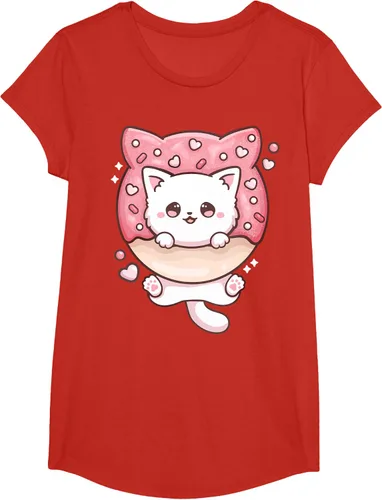 Vista 40 de Camiseta Kawaii Cat Donut Anime Lover Otaku, Negro