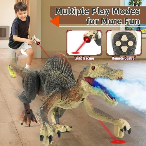 Vista 4 de Mini Tudou Control remoto dinosaurio luz persiguiendo spinosaurus juguetes
