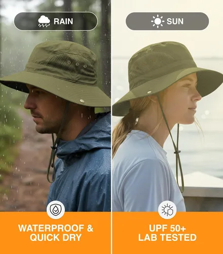 Vista 3 de GearTOP Wide Brim Sun Hat for Men & Women, UPF 50+ Fishing Hat with Detachable Neck Flap & Face Cover Gardening Boonie Sunhat