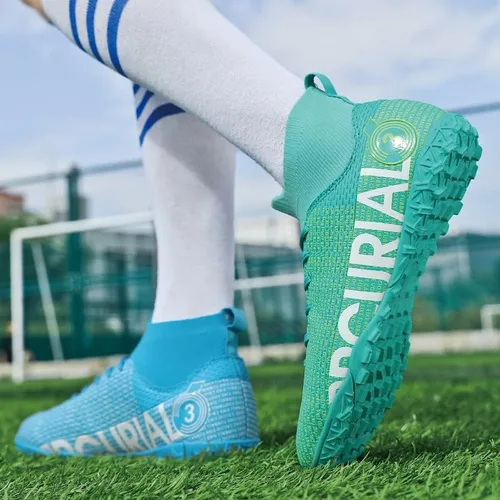 Vista 8 de Liuliuroupp Tacos de fútbol para hombre, zapatos de fútbol profesionales con picos, para interiorexteriorcompeticiónentrenamientoatlético, zapatos