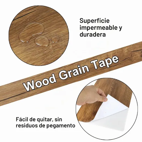Vista 3 de BOMEI PACK Begonia - Cinta de reparación de grano de madera, 1 rollo de 33 pies, parche de reparación autoadhesivo para muebles, pisos, armarios