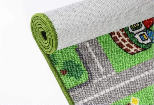 Vista 3 de HUAHOO Alfombra de juegos para niños, alfombra de coche para autos de juguete y trenes, tapete de juego antideslizante para sala de juegos y aula