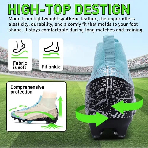 Vista 3 de RDGO Tacos de fútbol para hombre y mujer, zapatos de fútbol para interiores y exteriores