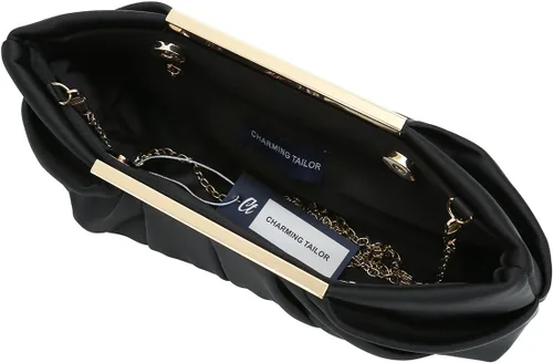 Vista 5 de CHARMING TAILOR Bolso de noche elegante plisado de satén formal, simple y elegante bolso para mujer