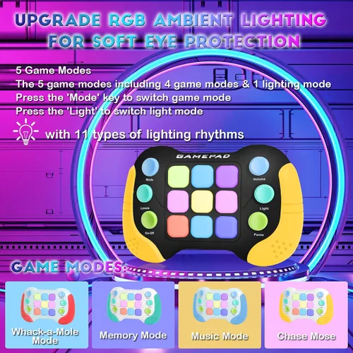 Vista 2 de AOTIBO Manejo de juguetes de juguete rápido, juego de mano intermitente para niños, adolescentes y adultos, juego electrónico de cerebro y memoria