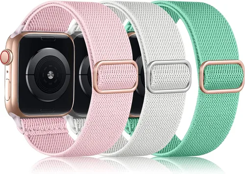Vista 16 de DaQin Paquete de 3 bandas elásticas Solo Loop compatibles con Apple Watch para hombres de 49 mm, 46 mm, 45 mm, 44 mm, 42 mm, correa elástica
