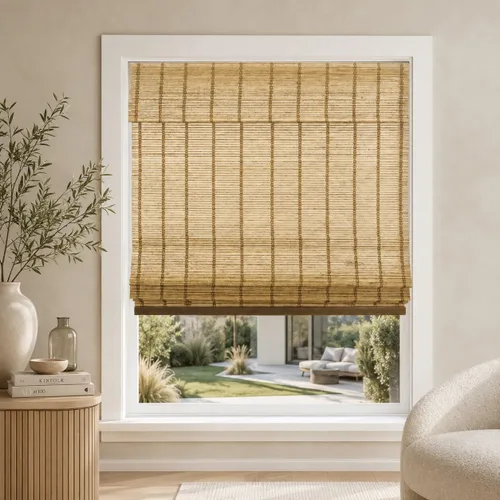Vista 22 de CHICOLOGY Persianas romanas de bambú, persianas filtrantes de luz favoritas de los clientes para ventanas, calidad premium, ideales para el hogar