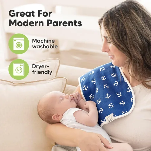 Vista 7 de Paños orgánicos para eructos para bebés niños y niñas, paquete de 5 paños de algodón súper absorbentes para bebés, trapos suaves y afelpados