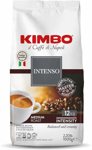 Vista 4 de Kimbo Café en grano entero, aroma dorado, 100% café Acrabica, tostado oscuro medio, intensidad 9/13, bolsa de 2.2 libras (35.27 onzas)