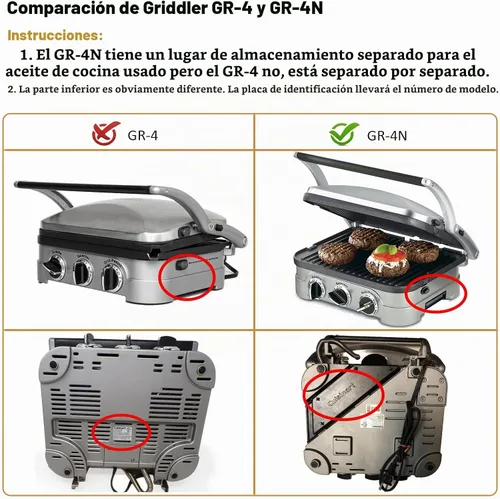 Vista 4 de Placas de repuesto para plancha Cuisinart, parrilla 5 en 1 y prensa Panini