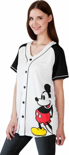 Vista 9 de Disney Mickey Mouse Stitch Jack Skellington - Camiseta para mujer, con botones frontales, talla grande
