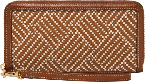 Vista 7 de Fossil Logan RFID - Cartera de piel con cierre de cremallera para mujer con correa de muñeca Negro