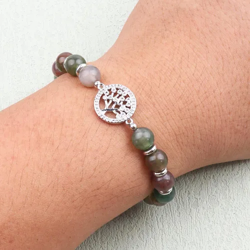 Vista 5 de KSQS Pulsera de cuentas de piedra natural del árbol de la vida para mujer, dije de árbol de 0.315 in (0.31 pulgadas), cuentas de cristal curativo