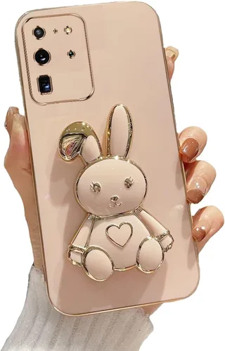 Vista 9 de Funda con soporte de conejo de corazón para Samsung Galaxy A10, cubierta protectora de TPU suave galvanizada a prueba de golpes con bonito soporte
