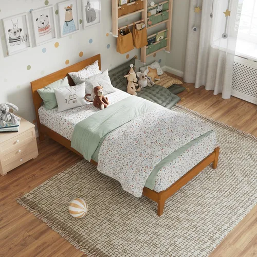 Vista 5 de AFI, Orlando - Cama individual con plataforma de perfil bajo, color caramelo claro