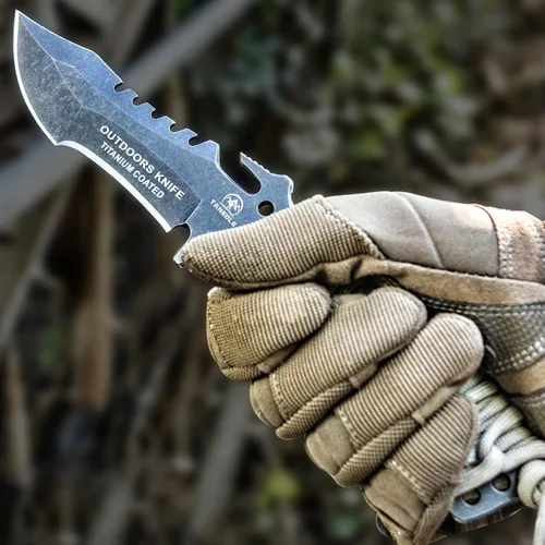 Vista 5 de Cuchillos de hoja fija con vaina cuchillo de espiga completa para supervivencia cuchillo de cinturón de campamento 9.25 pulgadas (funda kydex)