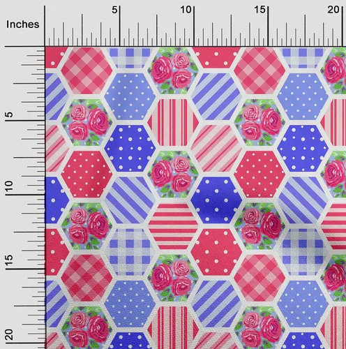 Vista 2 de oneOone Cotton Flex Blue Fabric Floral Craft Projects Decor Fabric Printed By The Yard 40 Inch Wide-DO