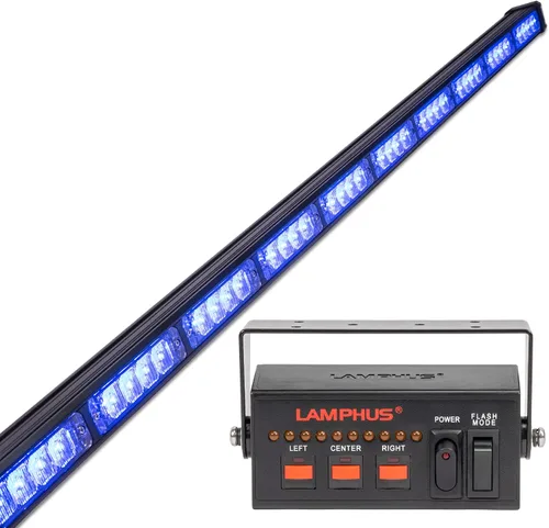 Vista 44 de lamphus SolarBlast sbls64 29" 24 W LED Advertencia Tráfico de Emergencia Advisor – Barra de luz ámbar azul, Azul