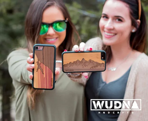 Vista 6 de WUDN Funda de madera para teléfono, grabada con láser (bandera americana en caoba) compatible con iPhone 7 Plus u 8 Plus
