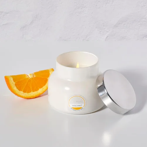 Vista 7 de Capri Blue Volcano Velas perfumadas – Velas en tarro de cristal de lujo para el hogar perfumadas con frutas tropicales y cítricos azucarados, mezcla