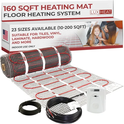 Vista 10 de LuxHeat Kit de alfombrilla de calefacción de suelo radiante de 10 pies cuadrados - Sistema de calefacción por suelo radiante de 120 V - Incluye