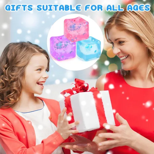 Vista 7 de Gretex Cubo de hielo Fidget Toy para todas las edades: paquete de 3 cubos suaves sensoriales Fidget cubo de hielo bola de estrés Squishy Cube
