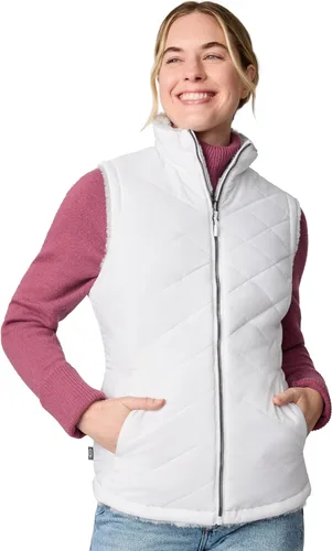 Vista 9 de Free Country Chaleco reversible acolchado de forro polar sherpa ligero con bolsillos con cremallera, chaleco de invierno para damas-Cirrus