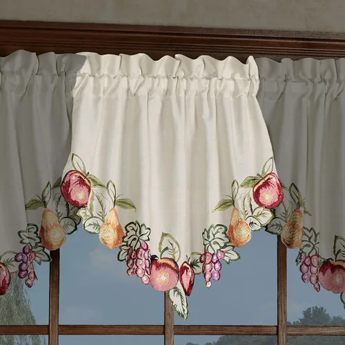 Vista 7 de Touch of Class Par de Cenefas de Ventana Bordadas Fructíferas de Avena Texturizada 60 x 36 pulgadas