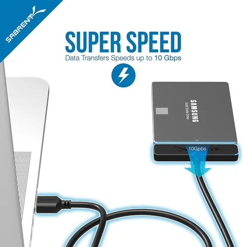 Vista 2 de SABRENT Adaptador USB 3.1 (Tipo A) a SSD / Disco Duro SATA de 2.5 pulgadas [Optimizado para SSD, compatible con UASP SATA III] (EC-SS31)