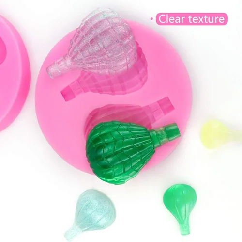 Vista 2 de Meiyouju - 2 moldes para fondant de globo de aire caliente, molde de silicona para globos de aire de 4 cavidades, molde de globo de aire de 2
