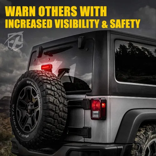 Vista 4 de Xprite Luces LED de Tercera Luz de Freno con Lente Transparente, Luz de Parada Trasera de Montaje Alto Compatible con Jeep Wrangler JK 2007-2018