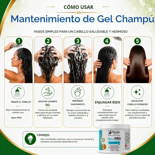Vista 5 de Kachita Spell Champú acondicionador para tratamientos de queratina sin sulfato sin parabenos K-Shield 16oz