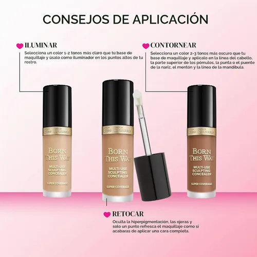 Vista 7 de Too Faced Born This Way Super Coverage Multi-Use Concealer Full-Coverage Hydrating Concealer for Dark Circles & Blemishes with Natural Finish