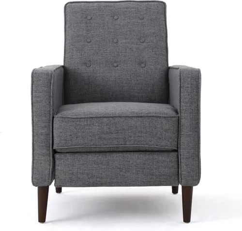 Vista 15 de GDFStudio Macedonia - Sillón reclinable de tela con respaldo copetudo, moderno Pizarra / Espresso oscuro