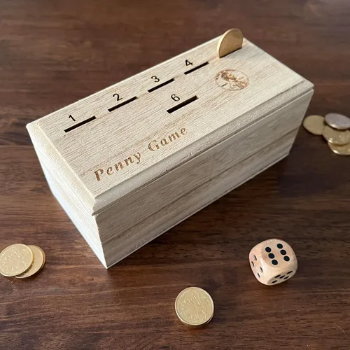 Vista 4 de Penny Game - Divertido juego de mesa que funciona con monedas, deshazte de las monedas para ganar, caja de madera Penny Game para más de 2