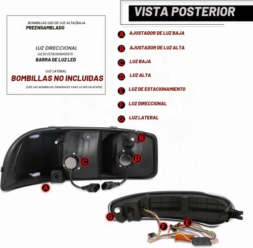 Vista 4 de M-AUTO Switchback - Tiras LED DRL para faros con 2 pares de bombillas preensambladas de 6000K compatibles con 01 GMC Sierra C3, 02-06 Sierra 1500