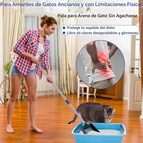 Vista 6 de JAMIEWIN Cuchara extensible de metal para gatos, mango largo de 21 a 39.5