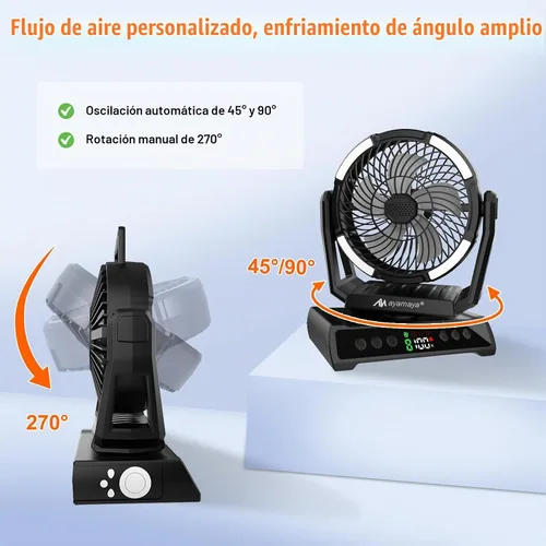 Vista 6 de AYAMAYA Ventilador de camping recargable, ventilador portátil para tienda